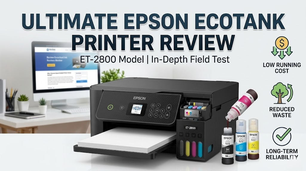Epson EcoTank All-in-One Wireless Supertank Printer – front view showing large ink tanks